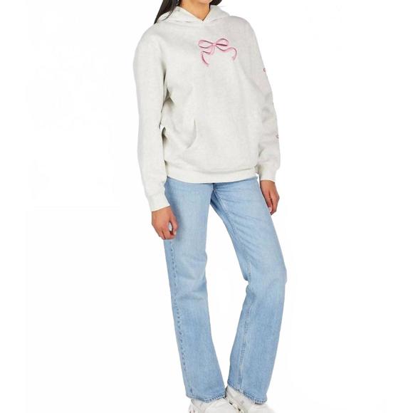 NEW SIMPLY SOUTHERN dilara bow hoodie in beige - Picture 1 of 2